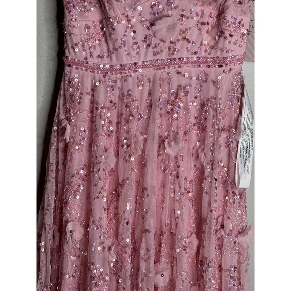 Mac Duggal 93685 Candy Pink Sheer Embroidered Sequin Embellished Dress Sz 2 NEW - Picture 6 of 9